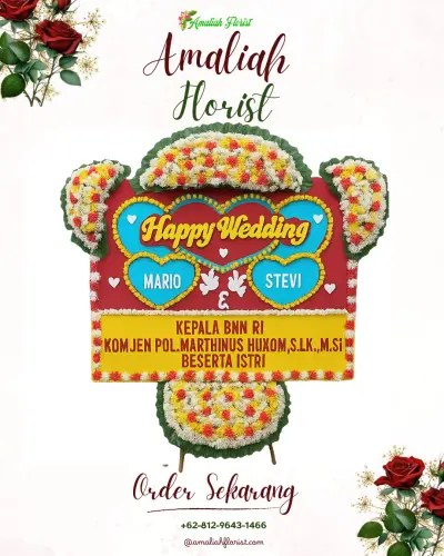 Karangan Papan Bunga Pernikahan di Sarampad